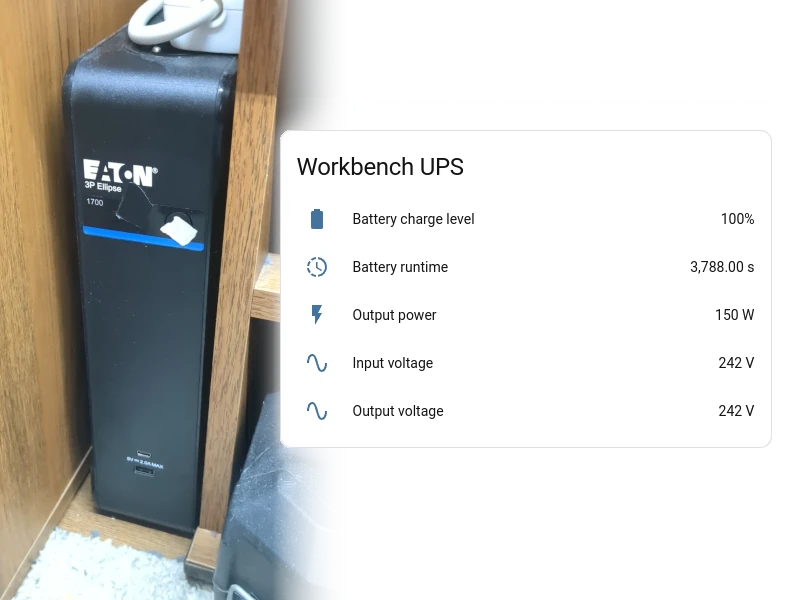Picture of the UPS with Home Assistant next to it